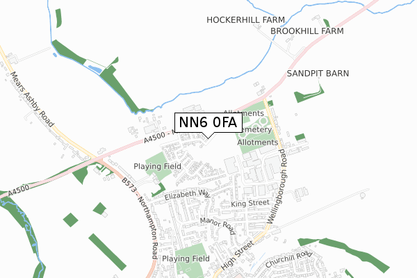 NN6 0FA map - small scale - OS Open Zoomstack (Ordnance Survey)