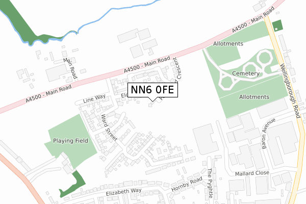 NN6 0FE map - large scale - OS Open Zoomstack (Ordnance Survey)