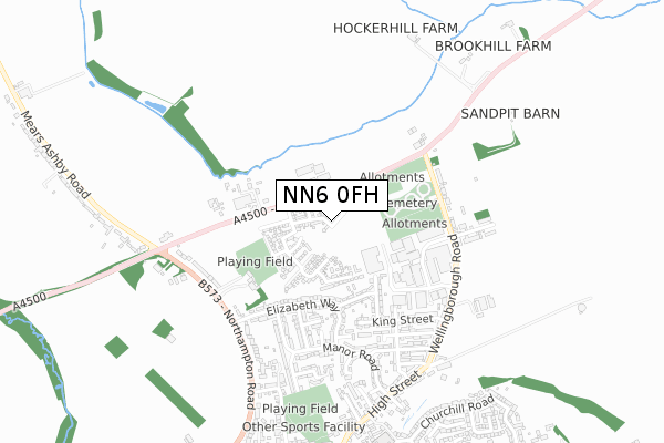 NN6 0FH map - small scale - OS Open Zoomstack (Ordnance Survey)