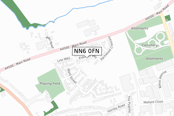 NN6 0FN map - large scale - OS Open Zoomstack (Ordnance Survey)
