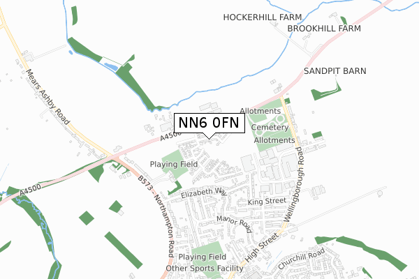 NN6 0FN map - small scale - OS Open Zoomstack (Ordnance Survey)