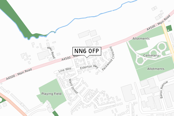 NN6 0FP map - large scale - OS Open Zoomstack (Ordnance Survey)