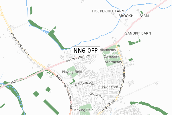 NN6 0FP map - small scale - OS Open Zoomstack (Ordnance Survey)