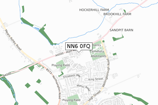 NN6 0FQ map - small scale - OS Open Zoomstack (Ordnance Survey)