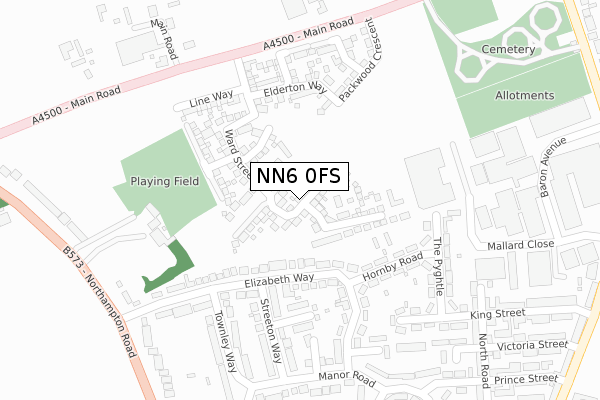 NN6 0FS map - large scale - OS Open Zoomstack (Ordnance Survey)