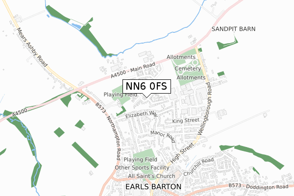 NN6 0FS map - small scale - OS Open Zoomstack (Ordnance Survey)