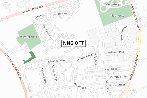 NN6 0FT map - large scale - OS Open Zoomstack (Ordnance Survey)