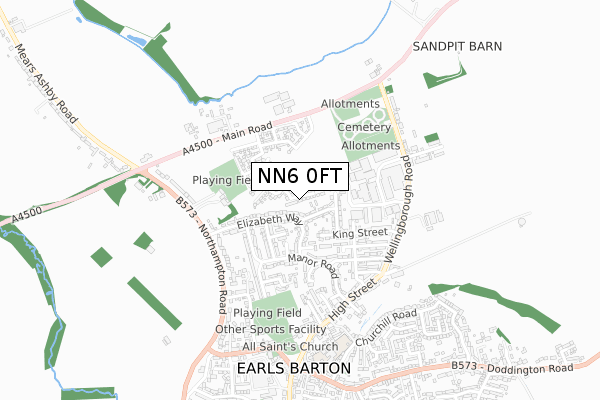 NN6 0FT map - small scale - OS Open Zoomstack (Ordnance Survey)