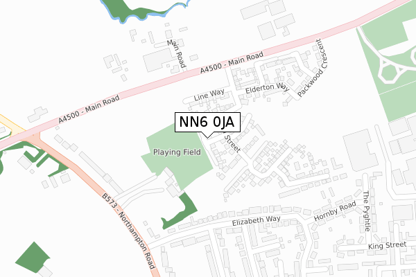 NN6 0JA map - large scale - OS Open Zoomstack (Ordnance Survey)