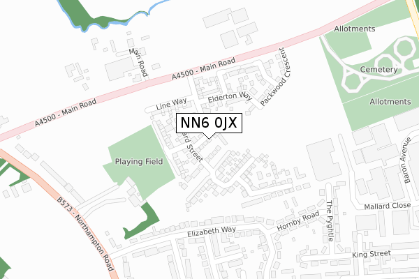 NN6 0JX map - large scale - OS Open Zoomstack (Ordnance Survey)
