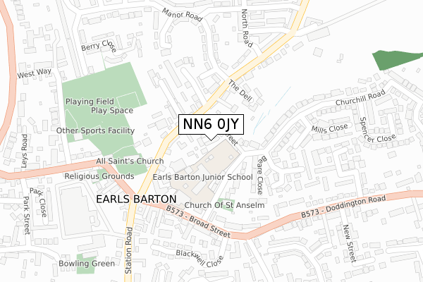 NN6 0JY map - large scale - OS Open Zoomstack (Ordnance Survey)