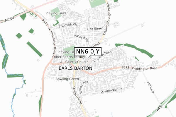NN6 0JY map - small scale - OS Open Zoomstack (Ordnance Survey)
