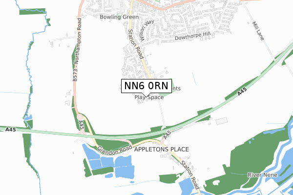 NN6 0RN map - small scale - OS Open Zoomstack (Ordnance Survey)