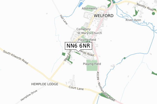 NN6 6NR map - small scale - OS Open Zoomstack (Ordnance Survey)