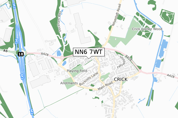 NN6 7WT map - small scale - OS Open Zoomstack (Ordnance Survey)