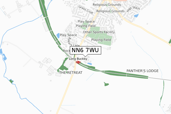 NN6 7WU map - small scale - OS Open Zoomstack (Ordnance Survey)