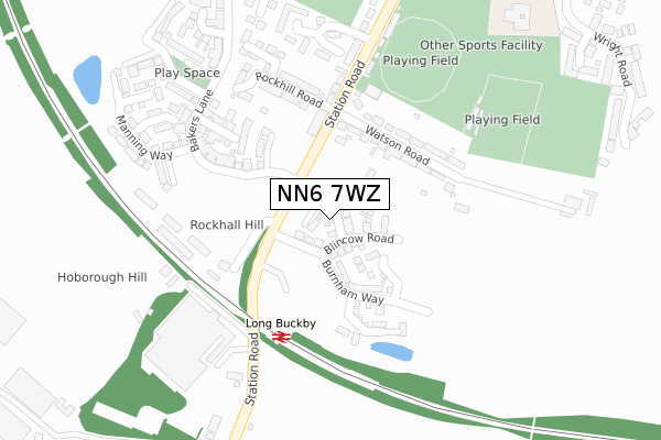 NN6 7WZ map - large scale - OS Open Zoomstack (Ordnance Survey)
