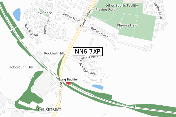 NN6 7XP map - large scale - OS Open Zoomstack (Ordnance Survey)
