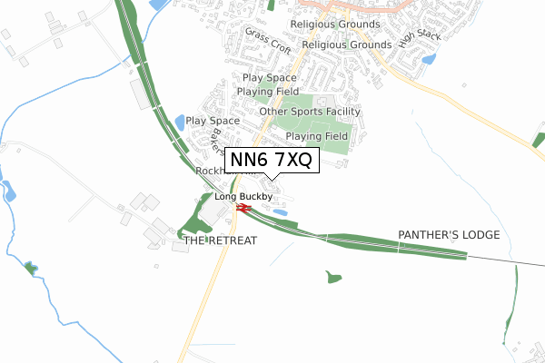 NN6 7XQ map - small scale - OS Open Zoomstack (Ordnance Survey)