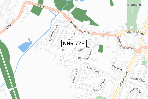 NN6 7ZE map - large scale - OS Open Zoomstack (Ordnance Survey)
