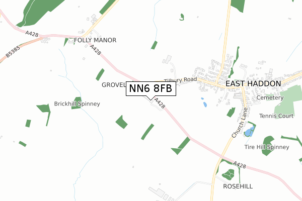 NN6 8FB map - small scale - OS Open Zoomstack (Ordnance Survey)
