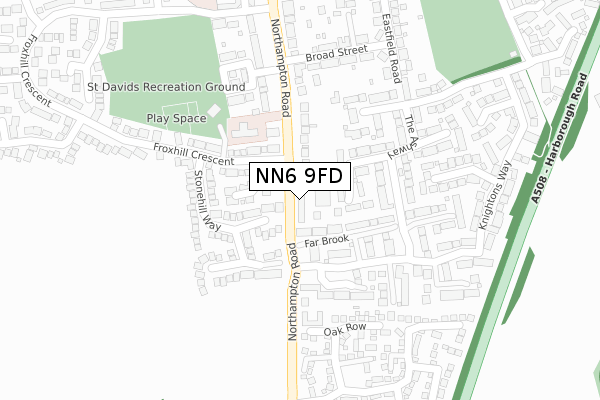 NN6 9FD map - large scale - OS Open Zoomstack (Ordnance Survey)