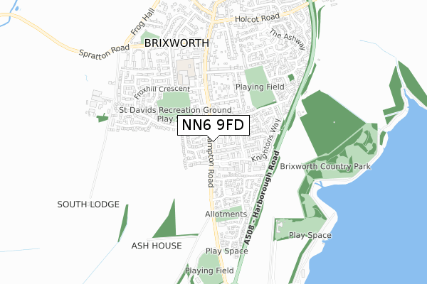NN6 9FD map - small scale - OS Open Zoomstack (Ordnance Survey)