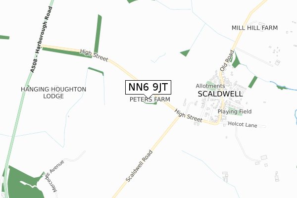 NN6 9JT map - small scale - OS Open Zoomstack (Ordnance Survey)