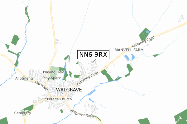 NN6 9RX map - small scale - OS Open Zoomstack (Ordnance Survey)