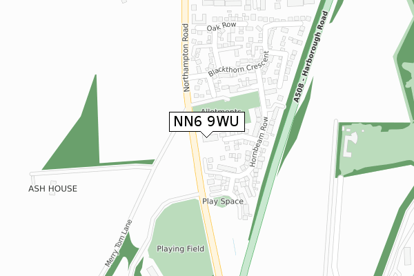 NN6 9WU map - large scale - OS Open Zoomstack (Ordnance Survey)