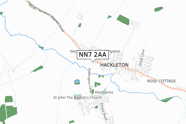 NN7 2AA map - small scale - OS Open Zoomstack (Ordnance Survey)
