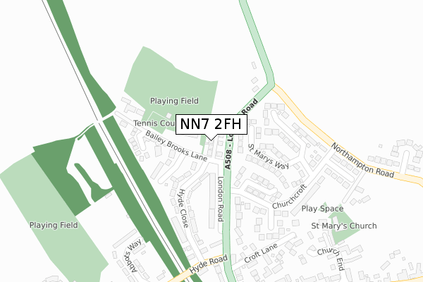 NN7 2FH map - large scale - OS Open Zoomstack (Ordnance Survey)