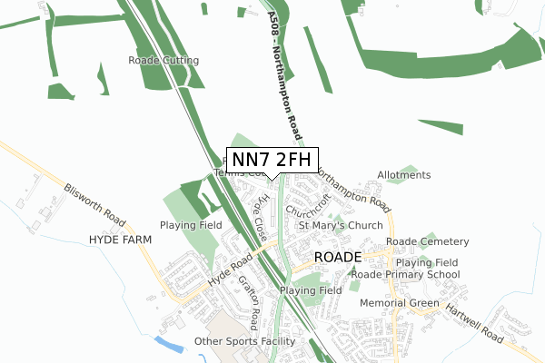 NN7 2FH map - small scale - OS Open Zoomstack (Ordnance Survey)