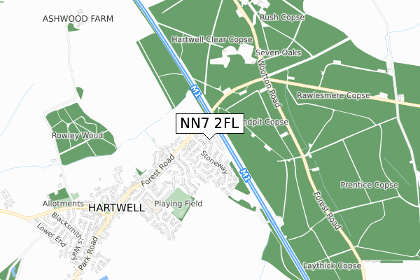 NN7 2FL map - small scale - OS Open Zoomstack (Ordnance Survey)
