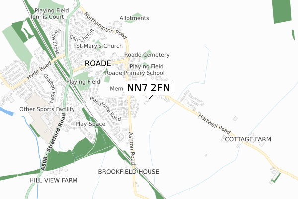 NN7 2FN map - small scale - OS Open Zoomstack (Ordnance Survey)