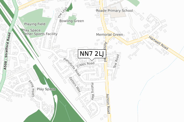 NN7 2LJ map - large scale - OS Open Zoomstack (Ordnance Survey)