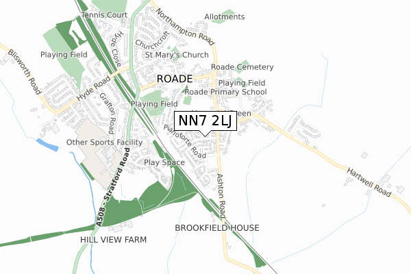 NN7 2LJ map - small scale - OS Open Zoomstack (Ordnance Survey)