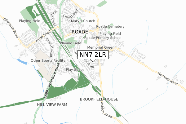 NN7 2LR map - small scale - OS Open Zoomstack (Ordnance Survey)