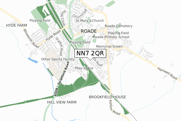 NN7 2QR map - small scale - OS Open Zoomstack (Ordnance Survey)