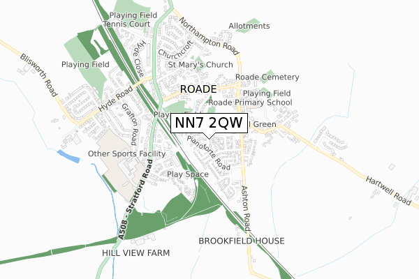 NN7 2QW map - small scale - OS Open Zoomstack (Ordnance Survey)