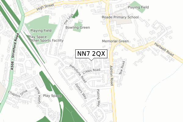 NN7 2QX map - large scale - OS Open Zoomstack (Ordnance Survey)