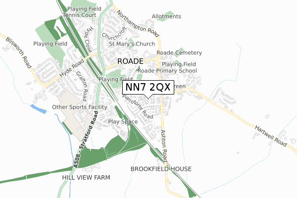 NN7 2QX map - small scale - OS Open Zoomstack (Ordnance Survey)