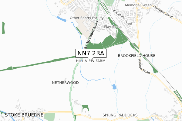NN7 2RA map - small scale - OS Open Zoomstack (Ordnance Survey)