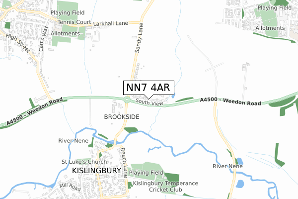 NN7 4AR map - small scale - OS Open Zoomstack (Ordnance Survey)