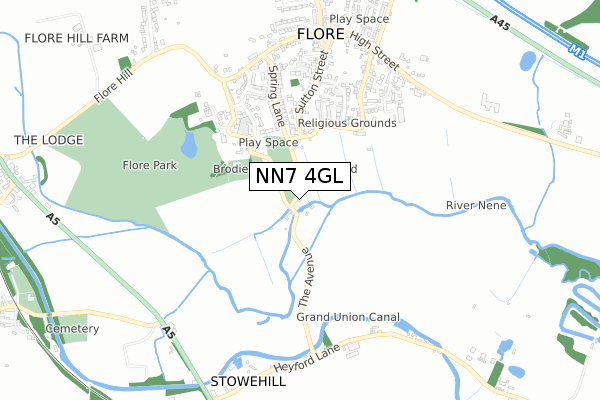 NN7 4GL map - small scale - OS Open Zoomstack (Ordnance Survey)