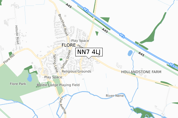 NN7 4LJ map - small scale - OS Open Zoomstack (Ordnance Survey)