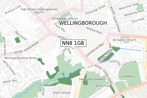 NN8 1GB map - large scale - OS Open Zoomstack (Ordnance Survey)