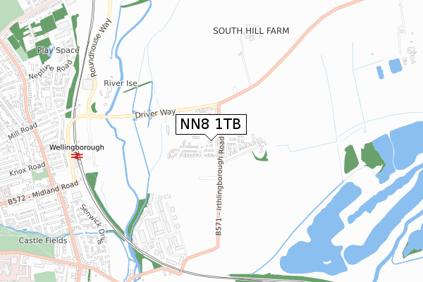 NN8 1TB map - small scale - OS Open Zoomstack (Ordnance Survey)