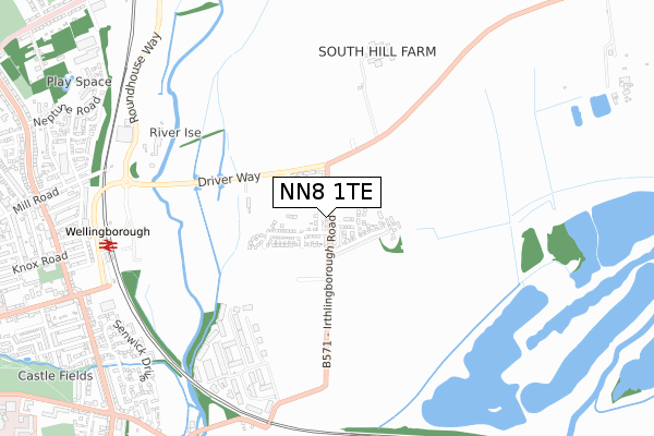 NN8 1TE map - small scale - OS Open Zoomstack (Ordnance Survey)