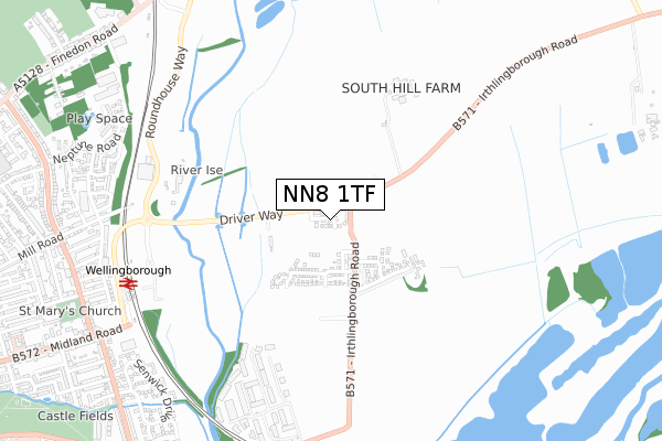 NN8 1TF map - small scale - OS Open Zoomstack (Ordnance Survey)